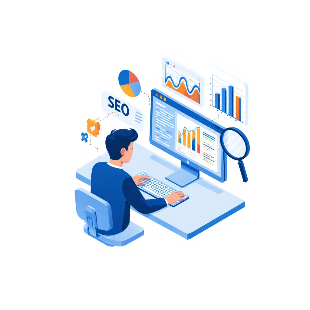 Ilustración de análisis inicial SEO con métricas